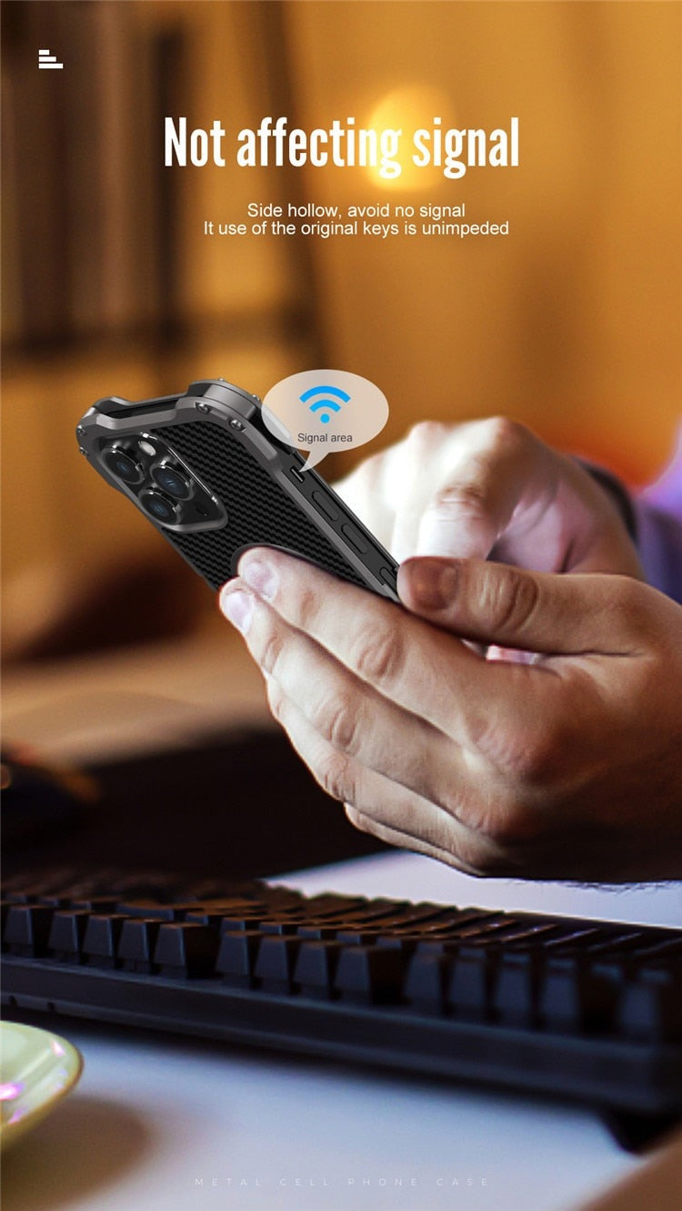 R-JUST Carbon Fiber Metal Case For iPhone - Premium Mobile Phone Cases from R-Just - Just $36.00! Shop now at Dressmycell.com R-JUST Carbon Fiber Metal Case For iPhone - Premium Mobile Phone Cases from R-Just - Just $36.00! Shop now at Dressmycell.com